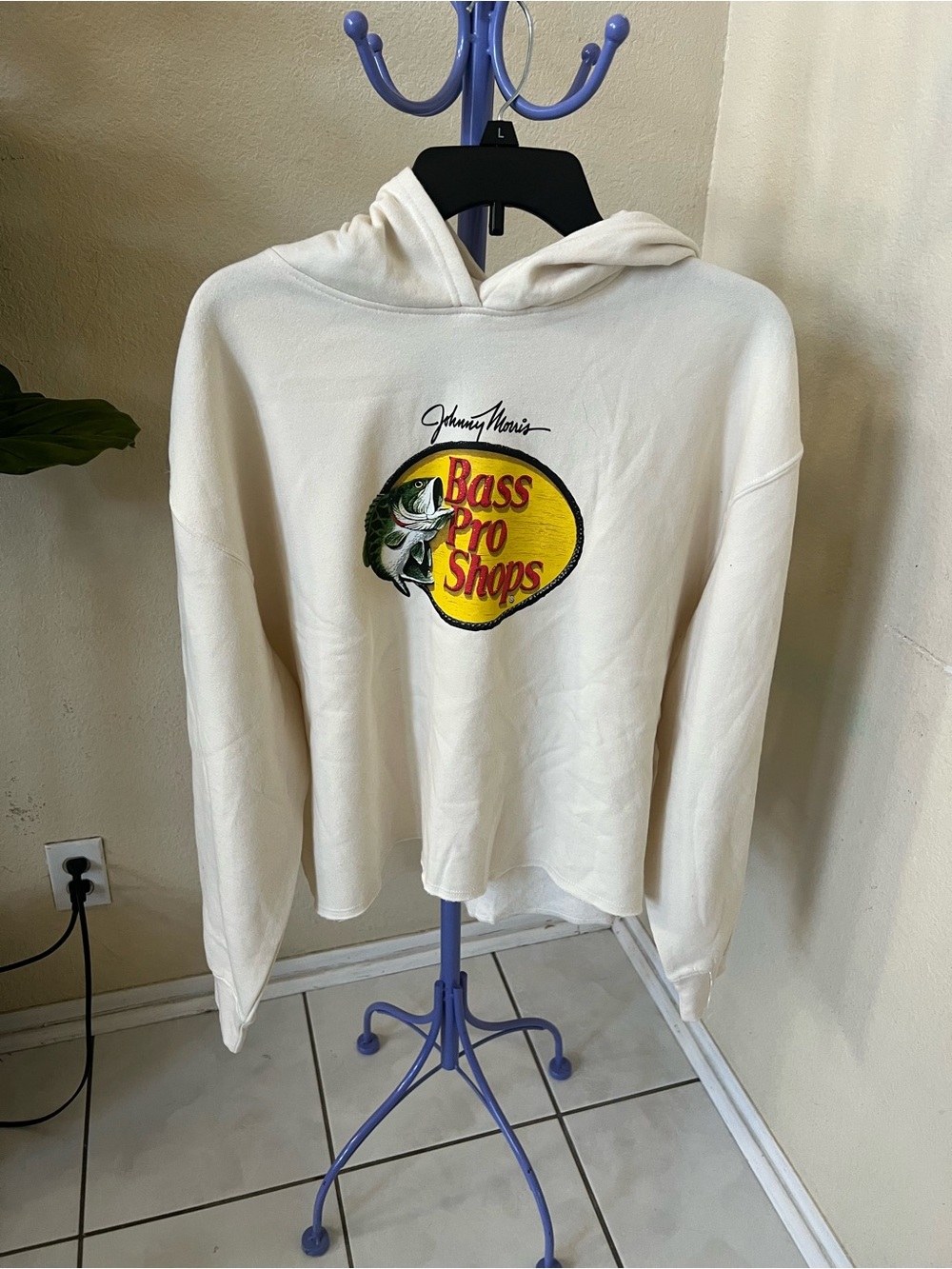 Bass Pro Shops Cream Graphic Hoodie with Black Logo